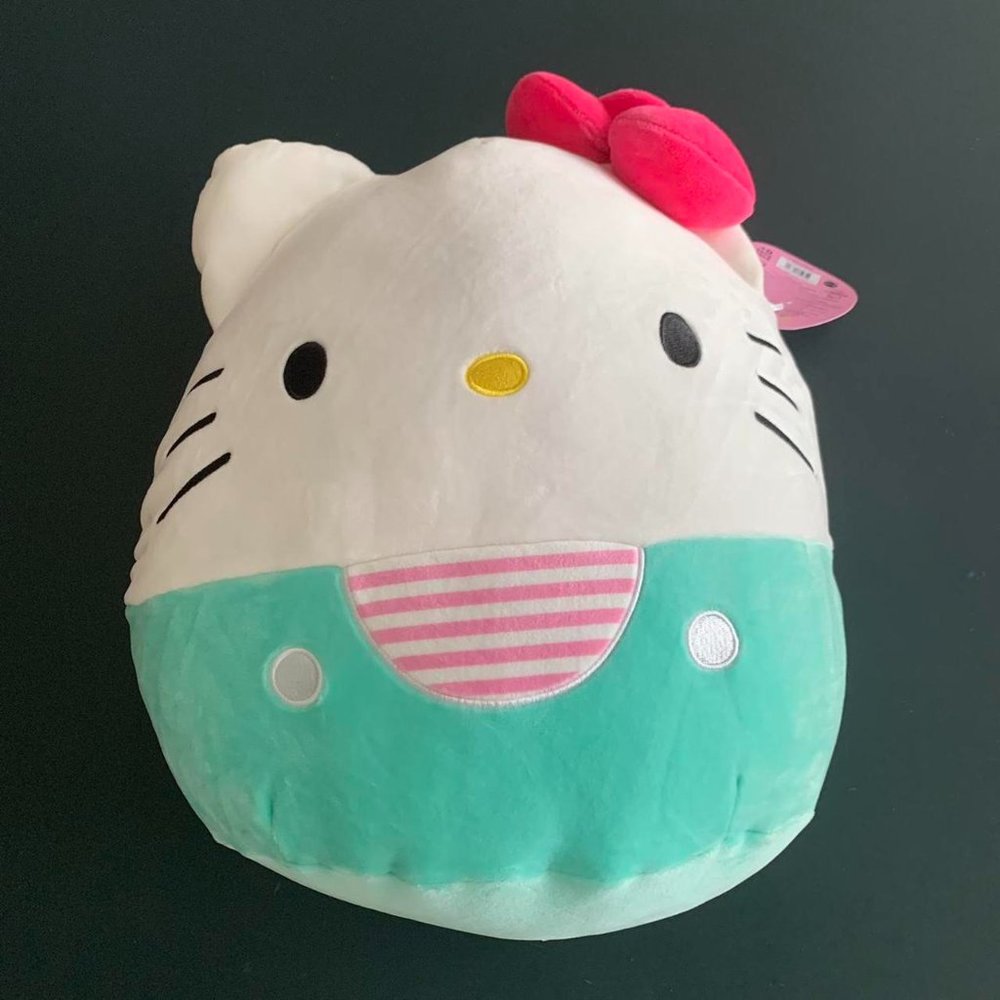 new with tags - 12” sanrio squishmallow teal & pink outfit hello kitty